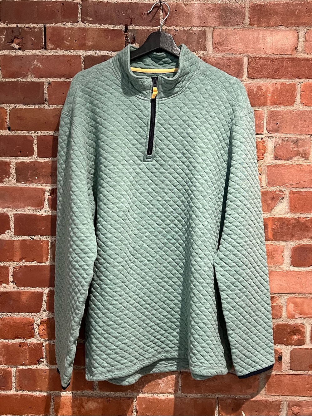 J. Crew Quilted Quarter-Zip Fleece Men's Size XL Heather Oregano Green